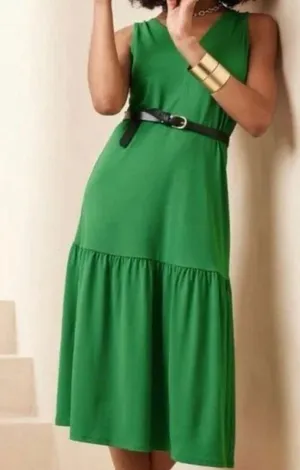 BANANA REPUBLIC Black Sleeveless V-neck Knit Midi Dress thumbnail 3
