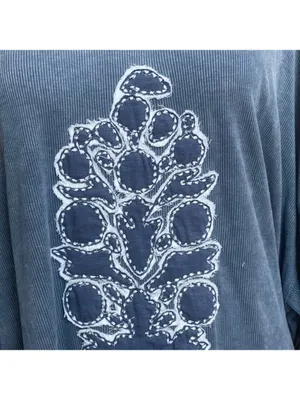 Free People FP Movement Harmony Tee - blue indigo combo burnout graphic Sz Large thumbnail 14