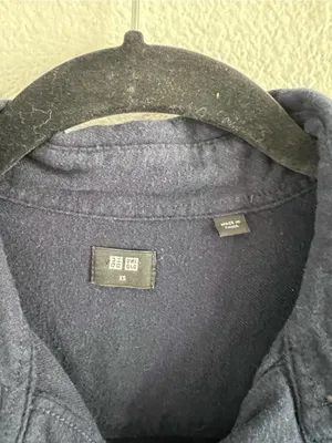 Uniqlo Women's Button Down Shirt Long Sleeve Navy Blue Cotton Long Sleeve thumbnail 2