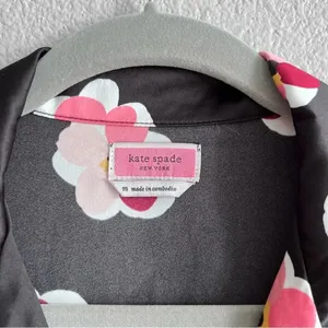 Kate Spade‎ Women's Satin Black Pink Floral Print PJ Top thumbnail 3