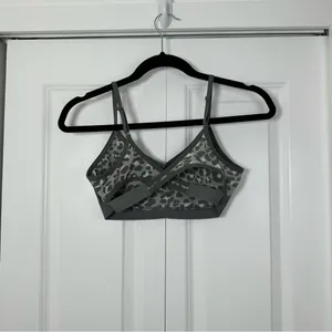 Aerie Offline Leopard Print Gray Sports Bra Size Small thumbnail 2