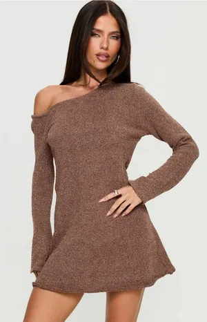 Princess Polly Jaede off Shoulder Knit Mini Dress thumbnail 1