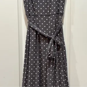 Lauren Ralph Lauren Jumpsuit Womens Gray White Polka Dot Wide Leg Sleeveless 0 thumbnail 3