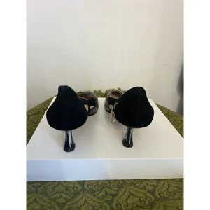 Louise et Cie Lo-Fiana Black Leather & Suede Chain Strap Pumps Heel Size 8.5 thumbnail 4