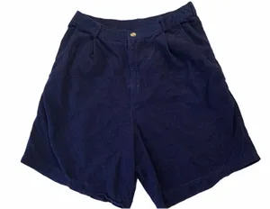 Vintage Women Medium Shorts Mom‎ Casey Max High Rise Pleated Blue Corduroy thumbnail 1