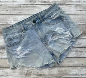 American Eagle Distressed Denim Shorts‎ 6 Blue Daisy Dukes Grunge Indie 2010s thumbnail 1