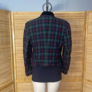 Vintage JH Collectibles military-style double-breasted wool blue plaid jacket 10 thumbnail 2