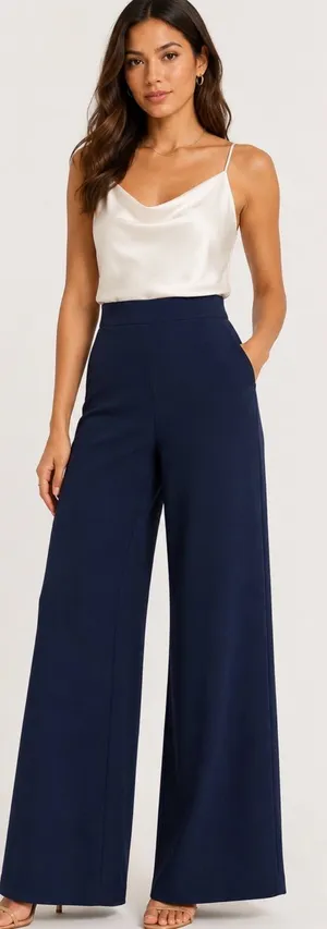 💙 Dress the Population Wide Leg‎ High Rise Pants XS Navy 30” Inseam 💙 thumbnail 1