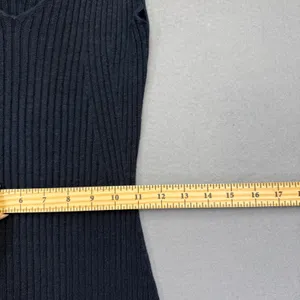 Club Monaco Womens Navy Blue Ribbed Linen Blend Tie Shoulder‎ Midi Dress Size M thumbnail 4