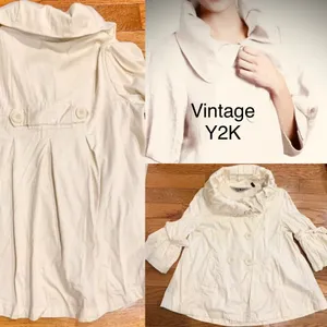 Vtg Y2K Last Kiss off White Swing light Jacket Exaggerated Retro Ruffle Collar L thumbnail 2