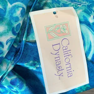 Vintage California Dynasty Blue Floral‎ Satin Scoop Neck Camisole Tank Top Large thumbnail 8