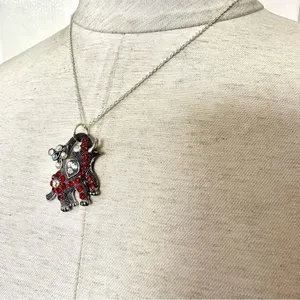 Silver tone rhinestone elephant pendant necklace thumbnail 3