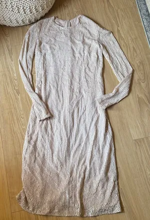 Elegant Cream Long Sleeve Dress thumbnail 1