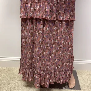 Nasty Gal Long Sleeve Mauve with Dainty Florals Maxi Long Dress size 4 thumbnail 6