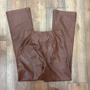 Aritzia Wilfred Elaine Flared High-Rise Vegan Leather Pants Patina Brown 10 $148 thumbnail 5