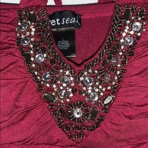 Wet Seal Fancy Burgundy Tube Top with Tie thumbnail 2