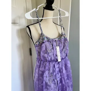NEW For Love & Lemons Villegas Dress Floral Purple Lace Midi Dress Womens Small thumbnail 3