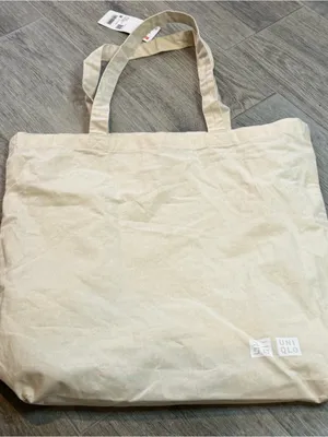 UNIQLO Large Reusable Cotton Tote Off White Japan Exclusive Bag NWT thumbnail 1