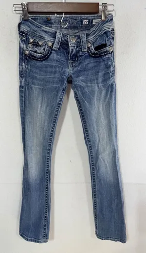 Miss Me Jeans Bootcut Embellished Pocket Women's 22 Blue 33" Inseam JE5408B10L thumbnail 1