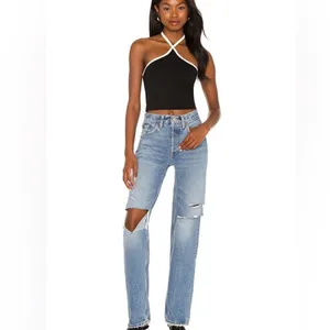 Superdown Revolve Sirena Contrast Halter Top in black and white- Size Medium thumbnail 2