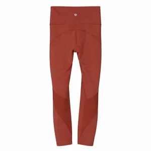 Lululemon Mid Rise 7/8 Leggings Dark Terracotta Mesh Panels Athleisure Size 4 thumbnail 4
