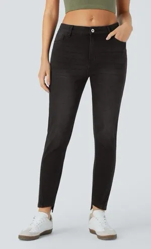 Halara Flex Denim Black Mid Low Rise Zipper Pockets Skinny Jeans Large Tall thumbnail 1