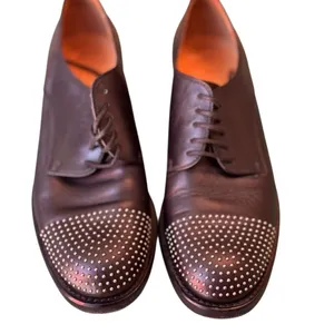 Gucci Black Leather Studded Cap Toe Oxford Shoes Authentic COA EU37 Italy in EUC thumbnail 8