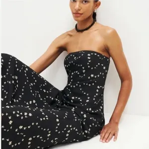 NWT Reformation Joana Dress strapless midi Breezy black white size Large L thumbnail 5