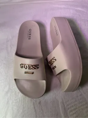 GUESS Women's Beige Slide Sandals with Gold Logo thumbnail 6