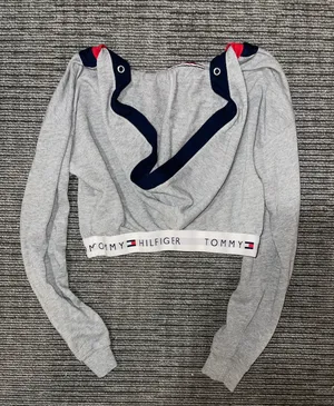 Tommy Hilfiger Gray Cropped Hoodie thumbnail 4