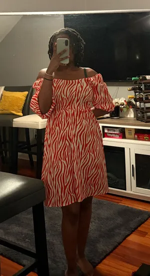 Millennium Orange and White Zebra Dress Size M thumbnail 1
