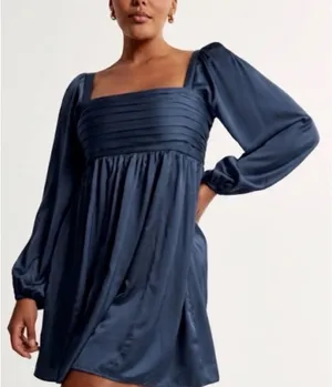 Abercrombie & Fitch Navy Satin Emerson Dress thumbnail 1