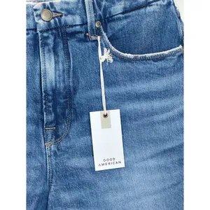 Good American Denim Shorts Womens 4/27 Blue Raw Hem Distressed GNIC0235T thumbnail 11