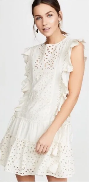 MISA Los Angeles Marieta Boho Embroidered Ivory Dress XS New With Tags thumbnail 1