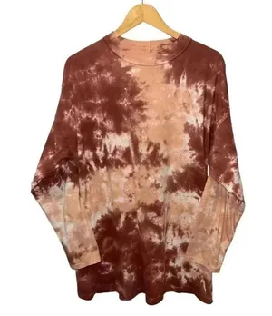 We The Free Free People Be Free Tie Dye Oversize Women's T-Shirt Size Large Brown Cotton thumbnail 1
