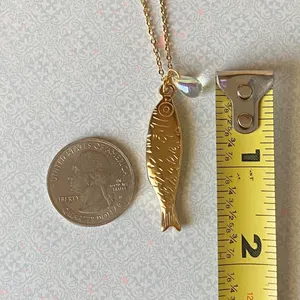Handmade gold tone fully gold tone stainless steel fish boho funky chic necklace🌀🐟 thumbnail 8