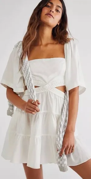 Free People White Cut-Out Mini Dress thumbnail 1