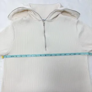 ZARA Sweater Dress Ivory Short Sleeves Quarter Zip Ribbed Knit Size Size M‎ thumbnail 5
