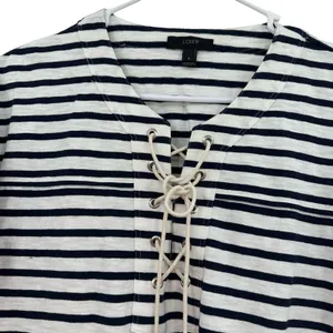 J. Crew size small black and white striped short sleeve blouse top shirt cotton‎ thumbnail 3