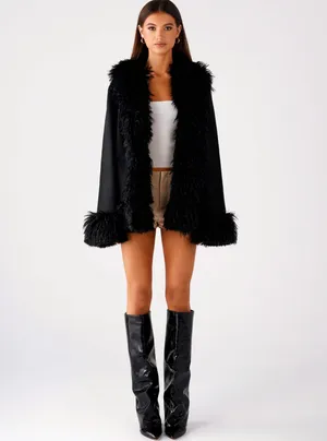 Peppermayo faux fur black trim jacket  thumbnail 2