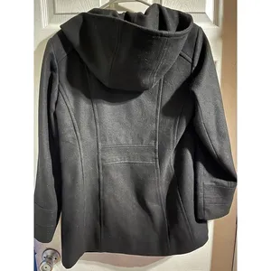 London Fog Women’s Wool‎ Full Zip Hooded Black Jacket Size Medium thumbnail 3