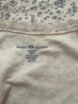 Brandy Melville Blue and White Floral Lace Tank Top One Size thumbnail 3