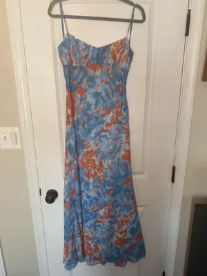 Billy J Boutique Midi Dress Blue/Orange Floral thumbnail 4