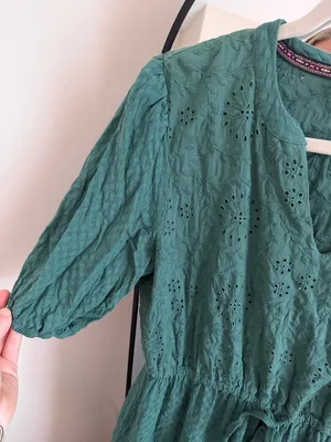 Westbound Teal Eyelet Tiered Midi-Length Dress thumbnail 5