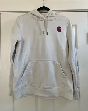 Women’s Carhartt Clarksburg Graphic Sleeve Pullover Hoodie Cream Size S 4-6 thumbnail 1