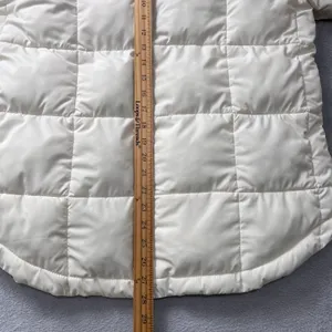 YPB Cream Puffer Jacket Women's Large Winter Quilted Coat Warm Zip Snap‎ Neutral thumbnail 9