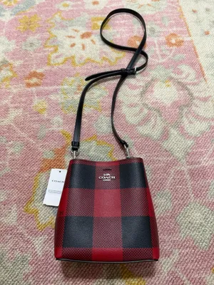 NWT Coach Mini Town Bucket Bag Black/1941 Red Buffalo Plaid Crossbody thumbnail 2