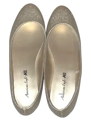 American Eagle Womens Champagne Gold Glitter Ballet Flats Round Toe Size 9 thumbnail 1