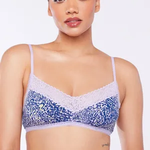 Savage X Fenty Purple Leopard Print Cotton Essential Bralette Size XL thumbnail 1