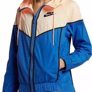 Blue Pink Colorblock Zip Up Windbreaker Hoodie Jacket thumbnail 2